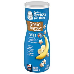 Gerber Graduates Non-Gmo Banana Puffs Cereal Baby Snack Canister, 1.48 Ounce, 6 per case