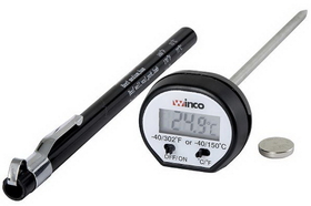 Winco 4.75 Inch 15/16 Lcd Digital Probe Black Thermometer 1 Per Pack