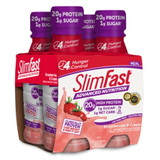 Slimfast Advanced Nutrition Ready To Drink Strawberry N' Cream Shake 11 Ounce Per Bottle - 4 Per Pack - 3 Per Case