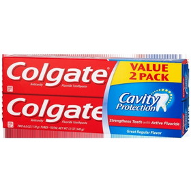 Colgate Value 2 Pack Cavity Protection Great Regular Flavor Toothpaste 2-12 Ounce Tubes Per Pack - 6 Per Case