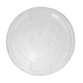 World Centric 10-24 Ounce Ingeo Compostable Clear Flat Lid 50 Per Pack - 20 Per Case