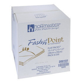 Hoffmaster Fashnpoint Flat Pack 15.5 Inch X 15.5 Inch White Point To Point Embossed Ultra Ply White Napkin, 250 Each, 4 per case