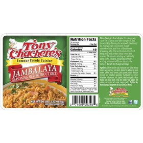 Tony Chachere'S Creole Foods Jambalaya Seasoning Without Rice 50 Pounds Per Case