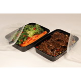 Cubeware 16 Ounce Rectangular Container Black Base With Clear Lid 150 Per Pack - 1 Per Case