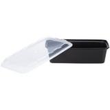 Cubeware 38 Ounce Rectangular Container Black Base With Clear Lid 150 Per Pack - 1 Per Case