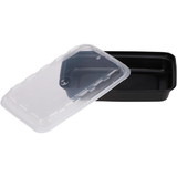 Cubeware 12 Ounce Rectangular Container Black Base With Clear Lid 150 Per Pack - 1 Per Case
