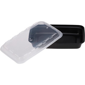 Cubeware 12 Ounce Rectangular Container Black Base With Clear Lid, 150 Set, 1 per case