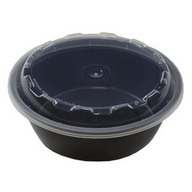 Cubeware 18 Ounce Round Container Black Base With Clear Lid, 150 Set, 1 per case