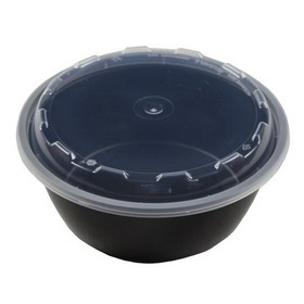 Cubeware 32 Ounce Round Container Black Base With Clear Vented Lid, 150 Set, 1 per case