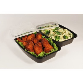 Cubeware 28 Ounce Rectangular Container Black Base With Clear Lid, 150 Set, 1 per case