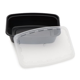 Cubeware 38 Ounce Rectangular Container Black Base With Clear Lid, 150 Set, 1 per case