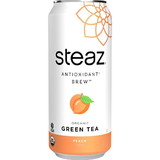 Steaz Organic Lightly Sweetened Peach Iced Green Tea, 16 Fluid Ounces, 12 per case
