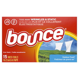 Bounce Dryer Sheets Outdoor Fresh, 15 Count, 15 per case