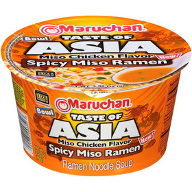 Maruchan Miso Chicken Flavored Spicy Miso Ramen Noodle Soup, 3.38 Ounce, 6 per case