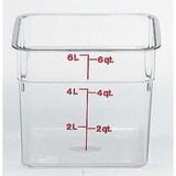 Cambro 6 Quart Clear Measuring Plastic Square Container 6 Per Pack - 1 Per Case
