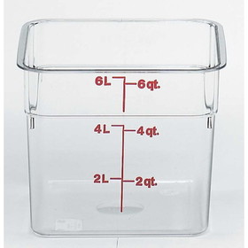 Cambro 6 Quart Clear Measuring Plastic Square Container, 6 Each, 1 per case