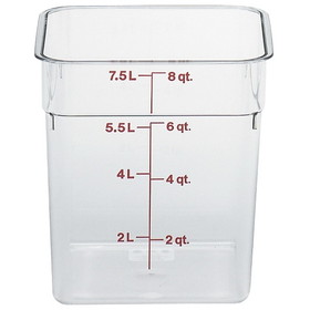 Cambro 8 Quart Clear Measuring Plastic Square Container, 6 Each, 1 per case
