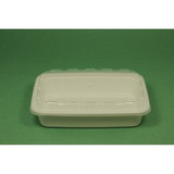 Cubeware 16 Ounce Rectangular White Container With Clear Lids 150 Per Pack - 1 Per Case