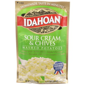 Idahoan Foods Mashed Potatoes Sour Cream &amp; Chive Pouch, 4 Ounces, 12 per case