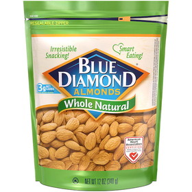 Blue Diamond Almonds Almonds Whole Natural 12Oz, 12 Ounces, 6 per case