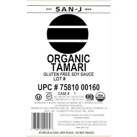 San-J International Organic Gluten Free Tamari Soy Sauce Drum, 5 Gallon, 1 per case