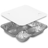 Hfa Handi-Foil 3 Compartment Aluminum Large Oblong Tray With Lid, 250 Each, 1 per case