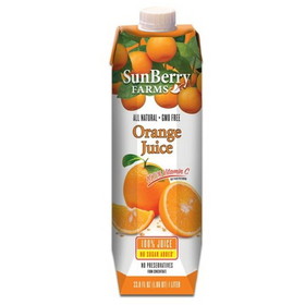 Sunberry Farms Orange Juice 100%, 33.8 Fluid Ounces, 12 per case