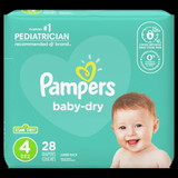 Pampers Diapers Size 4, 28 Count, 4 per case