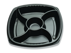Forum 14 5 Compartment Black Deep Square Cater Tray 24 Eaches - 48 Per Case