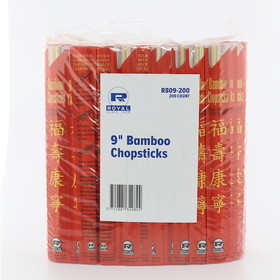 Royal 9 Inch Bamboo Chopsticks In Red Paper Sleeve, 100 Each, 10 per case