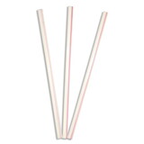 Royal 5 Inch White With Red Stripe Sip Straw, 1000 Each, 10 Per Case