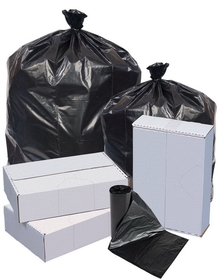 Pitt Plastics. L434817K 43X48 1.7 Mil 56-Glutton Black Star Interleaved 100(10/10 Count - 56 Gallon Bag) No Print