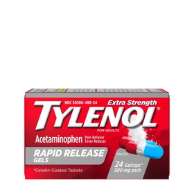 Tylenol Rapid Release Gelcaps, 24 Count, 6 Per Box, 12 Per Case