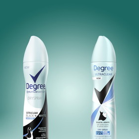 Degree Motion Sense Shower Ultra Clear Black + White Pure Clean Spray 48 Hour Aerosol Anti-Perspirant, 3.8 Fluid Ounces, 4 per case