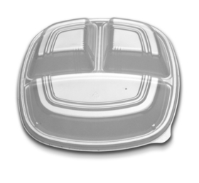 Forum 10 3 Compartment Clear High Dome Vented Square Dome Lid 160 Eaches - 160 Per Case