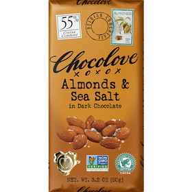 Chocolove Almonds &amp; Sea Salt Dark Chocolate Bar, 3.2 Ounces, 12 per case