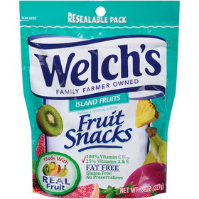 Welch's Island Fruit Resealable Fruit Snack, 8 Ounces, 9 per case
