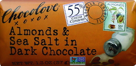 Chocolove Almonds &amp; Sea Salt Dark Chocolate Bar, 1.3 Ounces, 12 per box, 12 per case