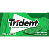 Trident Sugar Free Spearmint Gum, 14 Count, 12 per case