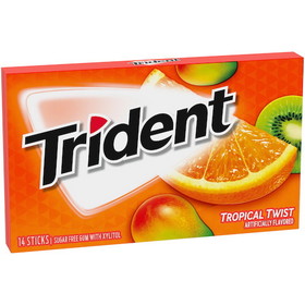 Trident Sugar Free Tropical Twist Gum, 14 Count, 12 per case