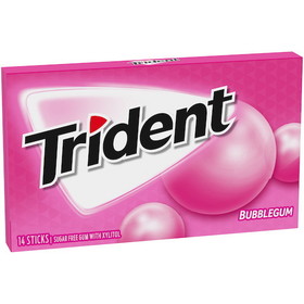 Trident Sugar Free Bubble Gum, 14 Count, 12 per case