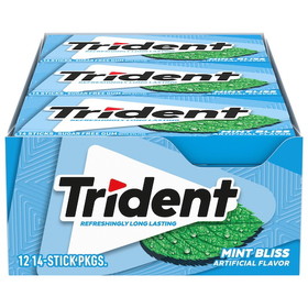 Trident Gluten Free, Sugar Free, Mint Gum, 14 Count, 12 per case