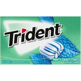 Trident Sugar Free, Sweet Twist, Mint Gum, 14 Count, 12 per case