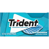 Trident Sugar Free, Wintergreen Gum, 14 Count, 12 per case