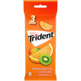 Trident Tropical Twist Sugar Free Gum, 42 Count, 20 per case