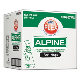 Alpine Soy Flex Emulsified Vegetable Shortening For Icings 50 Pounds - 1 Per Case