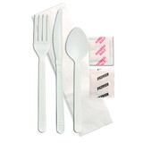 D & W Fine Pack Forum Knife, Fork, Spoon, Salt, Pepper, And Napkin Individually Wrapped Cutlery Kit, 250 Each, 250 Per Box, 1 Per Case