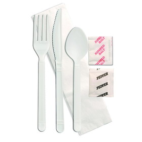 D &amp; W Fine Pack Forum Knife, Fork, Spoon, Salt, Pepper, And Napkin Individually Wrapped Cutlery Kit, 250 Each, 250 Per Box, 1 Per Case