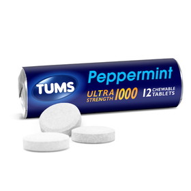 Tums Ultra Strength Peppermint Antacid Chewable Tablets, 12 Each, 24 per case