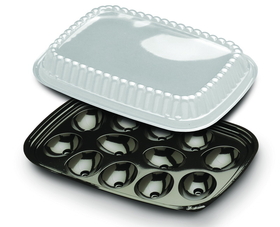 D &amp; W Fine Pack 12 Egg Pet Black Tray With Clear Dome, 82 Each, 82 per box, 4 per case